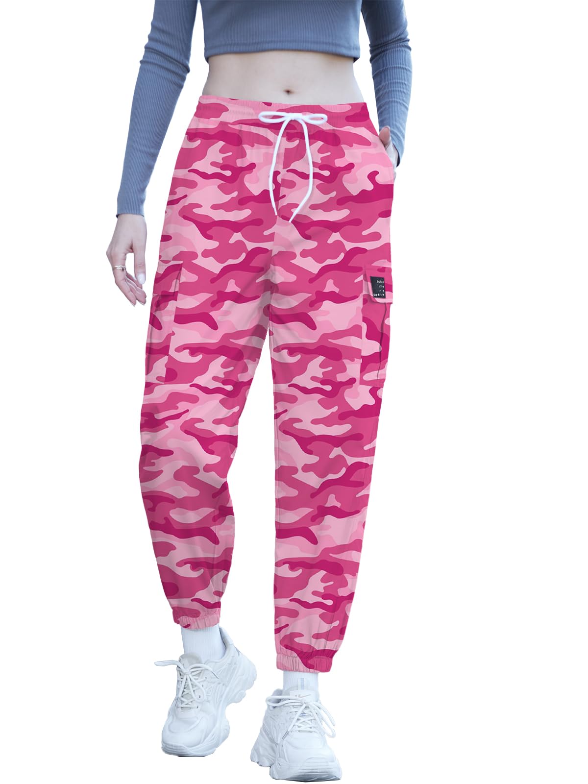 SANGTREE Womens Cargo Pants Printed Wrinkle Resistan Jogger Pants S-2XL