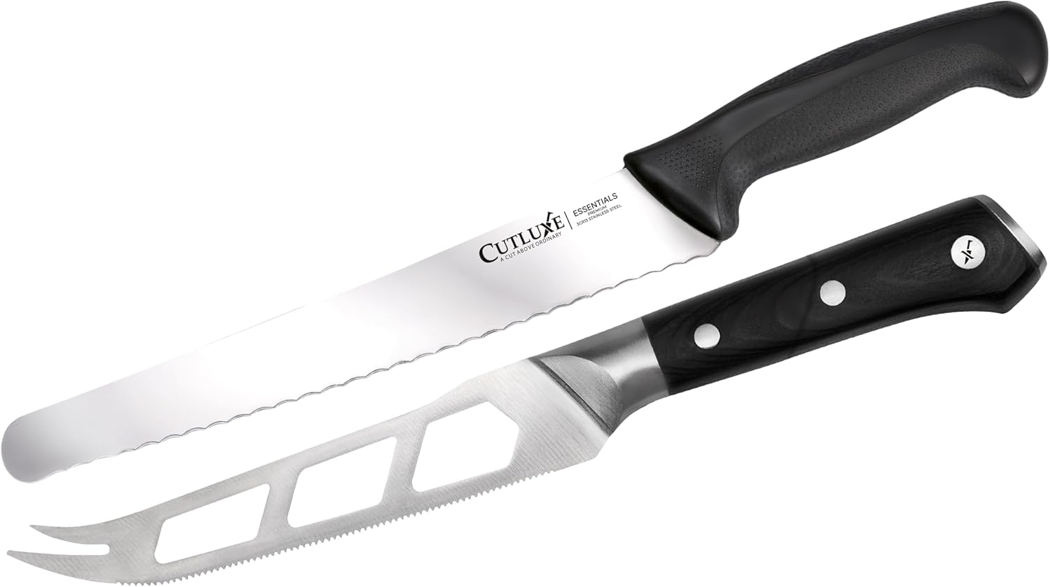 Cutluxe Bread & Cheese Knife Set – 10″ Serrated Bread Knife with Cover and 5″ Cheese Knife Slicer, Razor-Sharp Stainless Steel, Ergonomic Handles