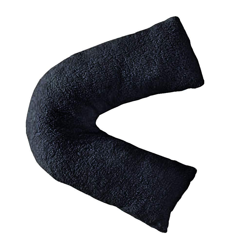 HOMES-LINEN Teddy Bear Fleece V Shaped Pillow Case Cover Nursing Pregnancy Maternity Orthopaedic Support (Black) — image 1