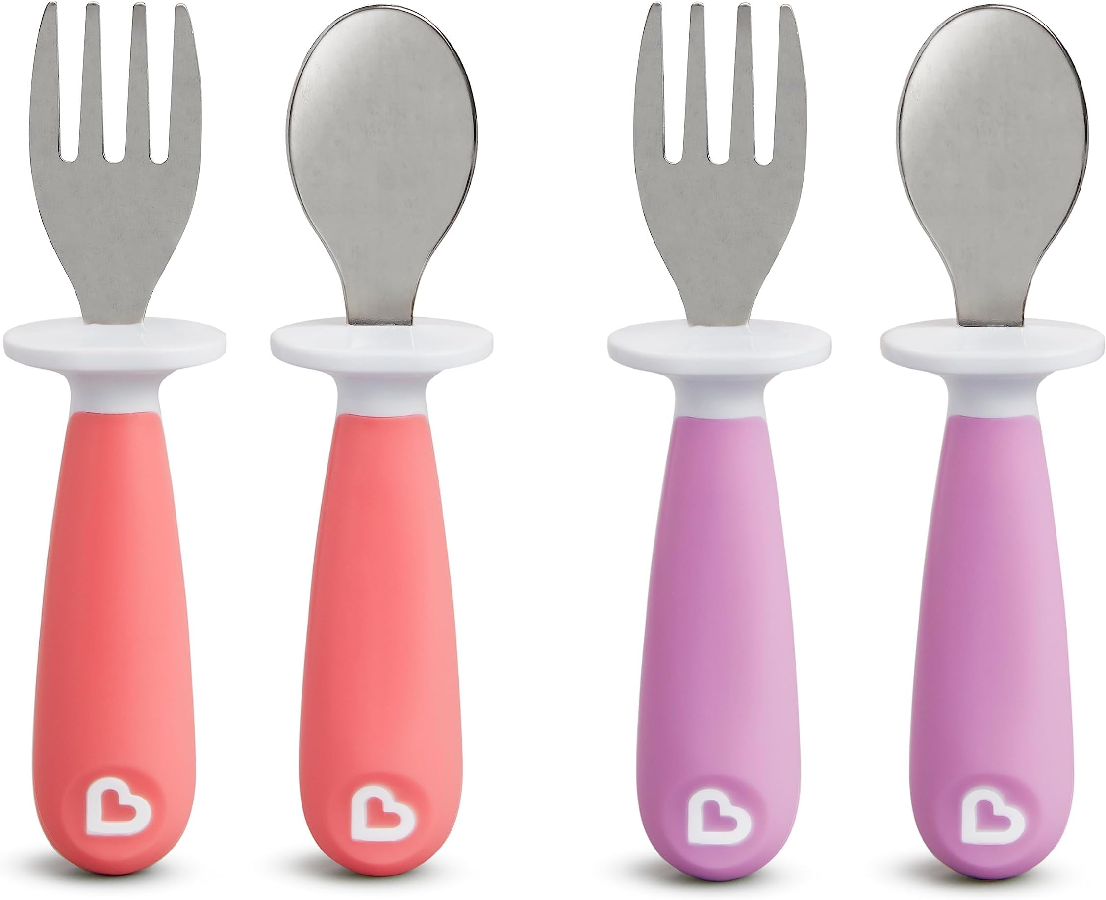 Munchkin® Raise™ Toddler Fork and Spoon Utensil Set,Rest Keeps Tip Off Table,BPA Free,Pink/Purple,(Pack of 48)
