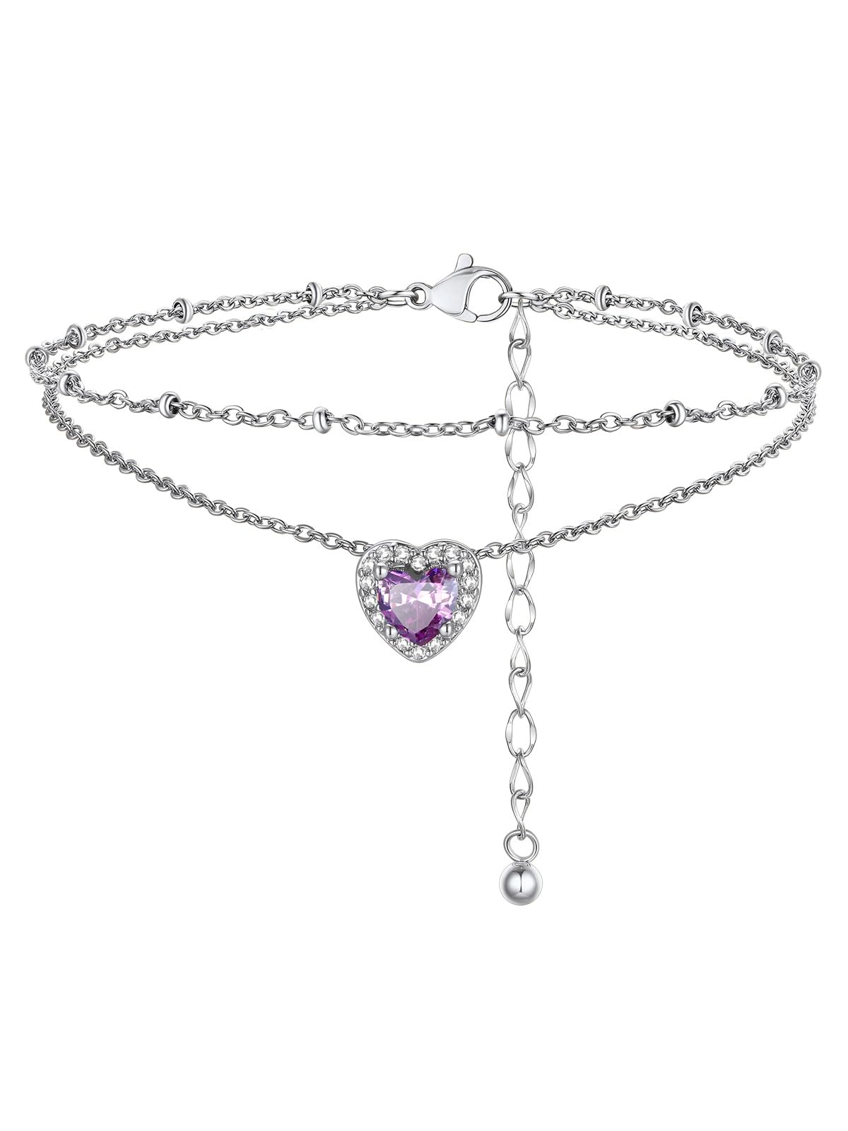 FindChic Birthstone Anklets for Women Layered Ankle Bracelets for Women