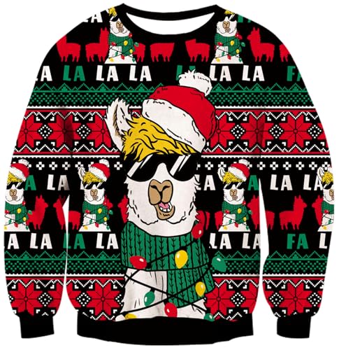 TUONROAD 7-14 Years Boys & Girls Ugly Christmas Sweater 3D Printed Holiday Satan Clause Pullover for Kids Sweatshirts