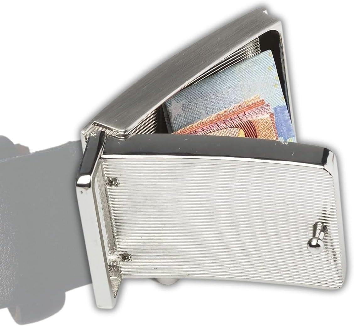 Invida Easy Belt Clasp Silver with Secret Compartment for Interchangeable Belts