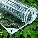 Clear Tarp, Clear Tarps Heavy Duty Waterproof 14Mil,Transparent Waterproof Tarpaulin with Eyelets-0.35mm， Reinforced Tear Resistant Edges, Outdoor Greenhouse Tarp, Rainproof, Yard Covering，3x6ft