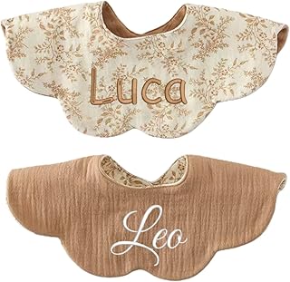 [スリーマッシュルーム] 名前刺繍可能 よだれかけ スタイ 360° 赤ちゃん ベビー ビブ 3D 花色 シフォン6層 エプロン 食事用 綿 吸水 通気 おしゃれ プレゼント 出産祝い ベビーコーデ 女の子 男の子