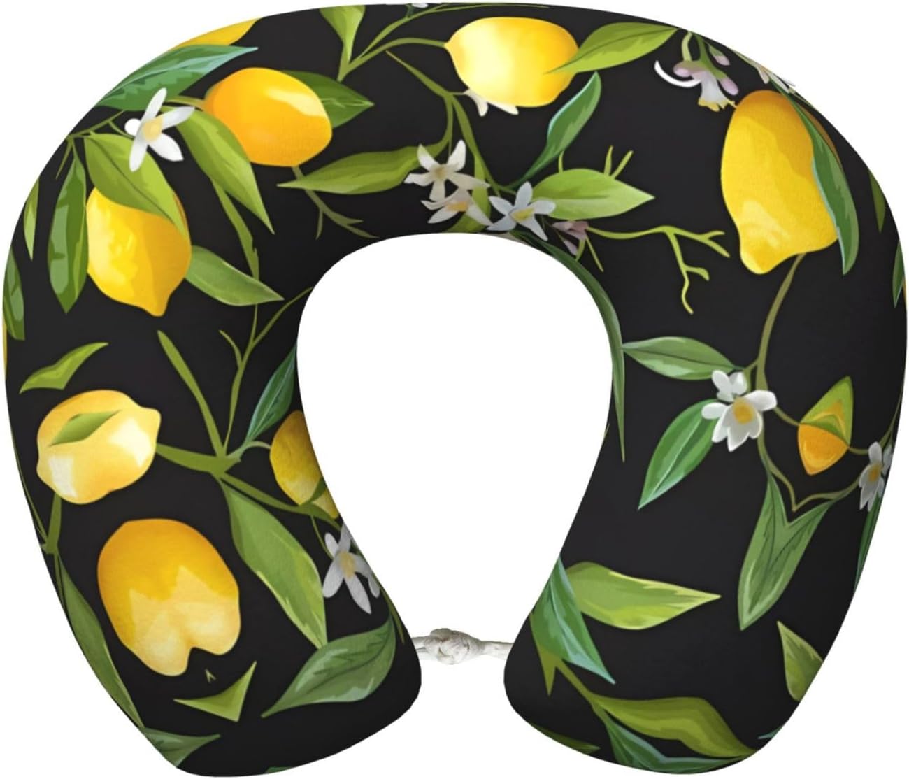 Lemon and Flower Print Memory Foam Travel Pillow – Comfortable U-Shape Neck Support for Sleep, Office, Flights & Road Trip
