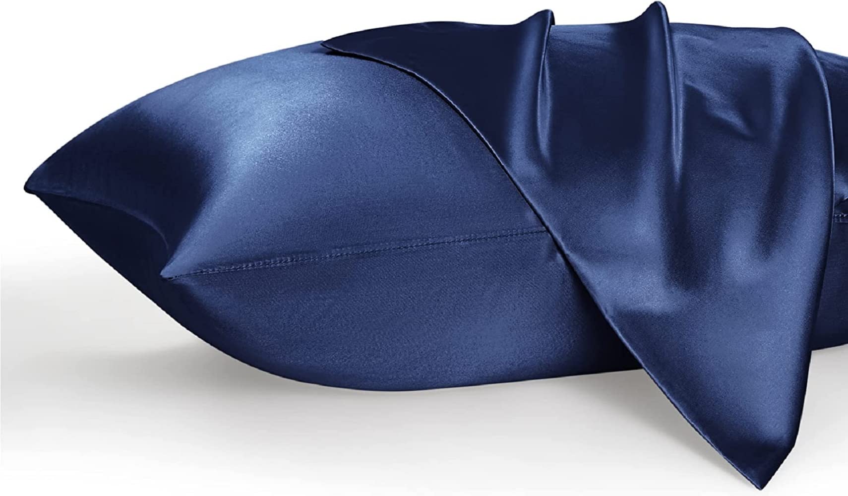 SiegenPro Silk Pillowcase-Satin Pillowcase Set of 2 Multicolor US King Queen Size Silk Pillow Cases for Hair and Skin Satin Pillow Covers 2 Pack Envelope Closure (Standard, Navy Blue)