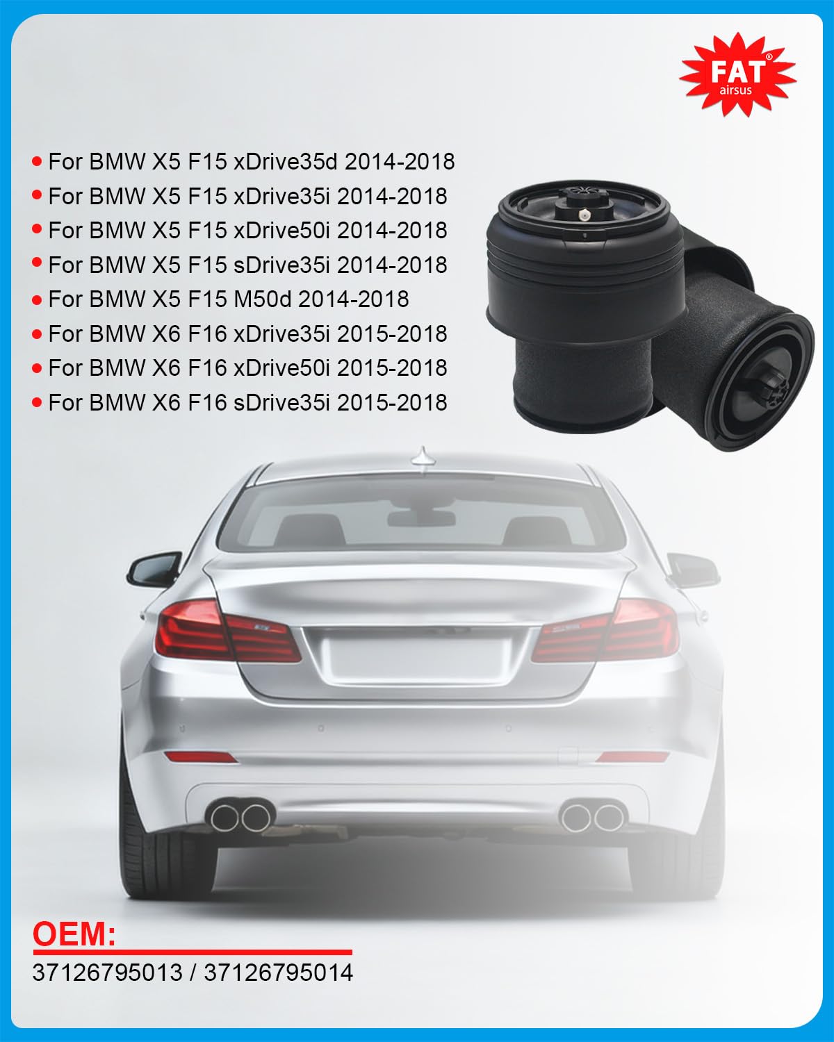 1 coppia di sacche ad aria posteriori destra sinistra Kit di riparazione per sospensione pneumatica per BMW X5 F15 X6 F16 F85 M50d 37126795013 37126795014 2014-2018