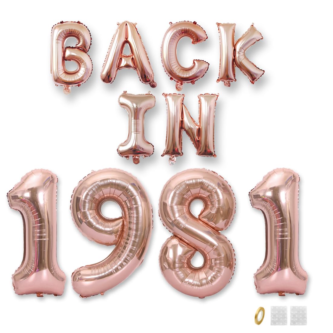 Jurxy 44th Birthday Balloon Banner Decorations Rose Gold BACK IN 1981 Aluminum Foil Letters Balloons Happy Birthday Sign Party Supplies for Men Women Photo Props Background Décor