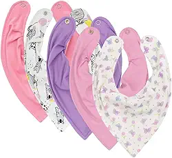 Kit 5 Babadores Bandana Impermeáveis para Bebê – 100% Algodão, Laváveis e Reutilizáveis
