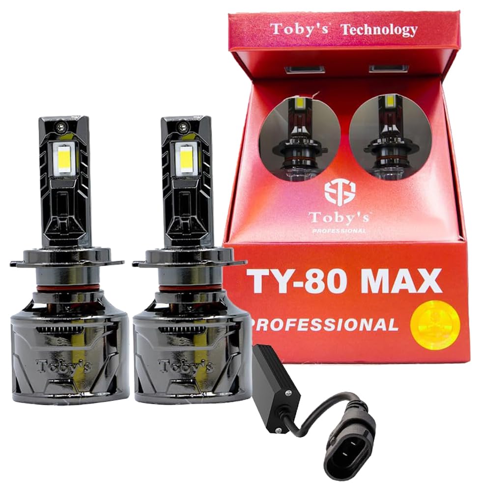 Toby’s TY80 MAX 2 Pieces 160W (Pair) Original Tested LED Headlight Bulb Assembly 16000 Lumens(Pair) 80W/Piece Power Xtreme Bright With Color Temperature 6500K (H11)