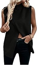 Verdusa Women's Fall Outfits Sweater Vest Mock Neck Sleeveless Knit Tops Pullovers Holiday Sweaters Quiet Luxury Clothes
