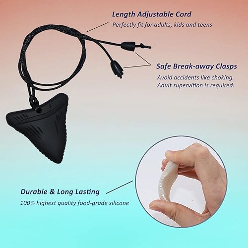 Miniatura 2 de Collar masticable sensorial para niños y adultos, dientes de tiburón, silicona para autismo, juguetes para masticar para niños y niñas con TDAH,
