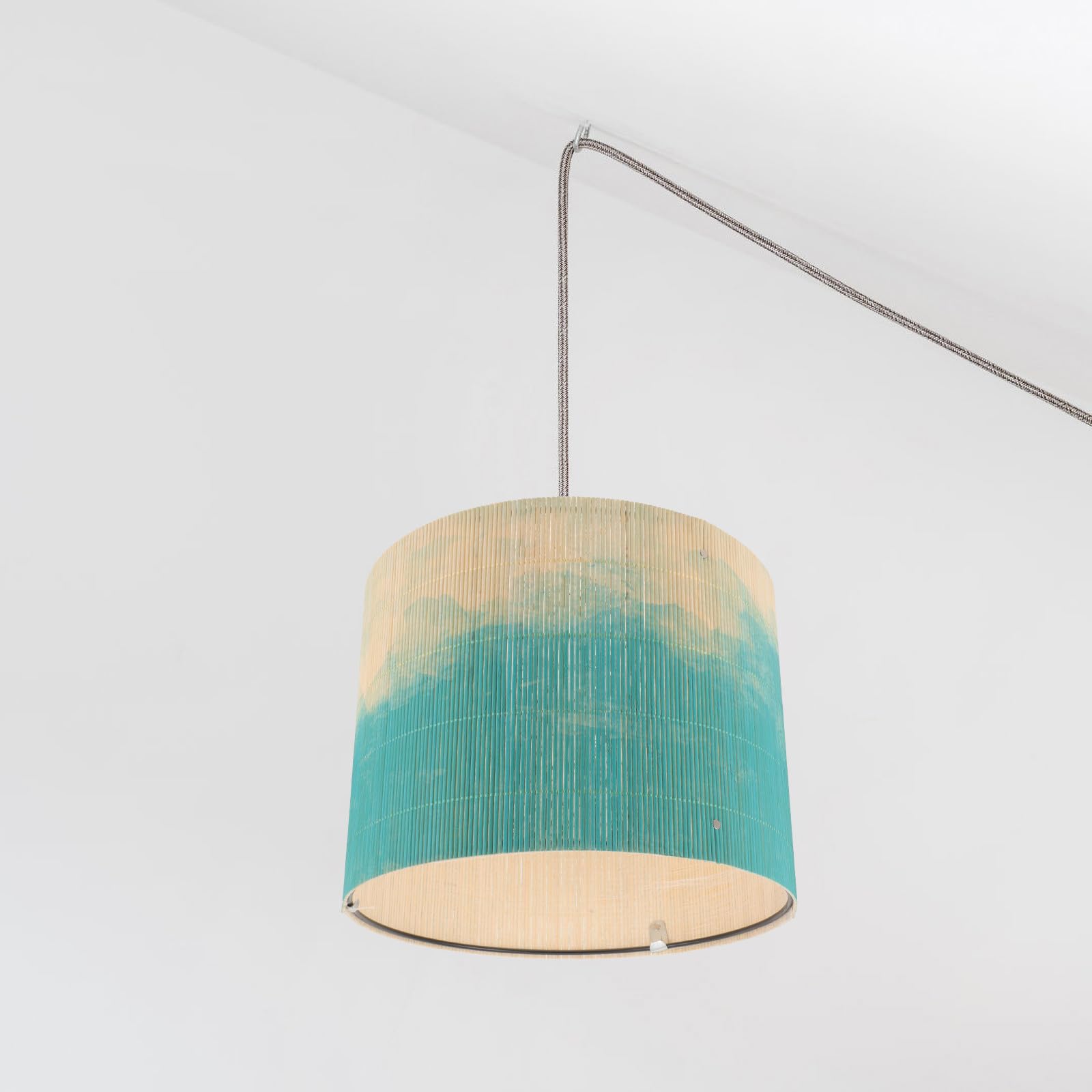 Pantalla de Lámpara de Bambú Grande Estampado Acuarela Abstracta Cubierta para Lámpara E27 y Colgante Decoración para Hogar y Salón Pantalla Versátil y Resistente