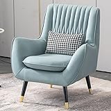 Modern Arm Chair Single Sofa, Soft Living Room Chair Fabric Faux Leather Armchair with Basic Four Legs for Bedroom,Removable Cushion, 31.5×27.5×35.5 inch, Green