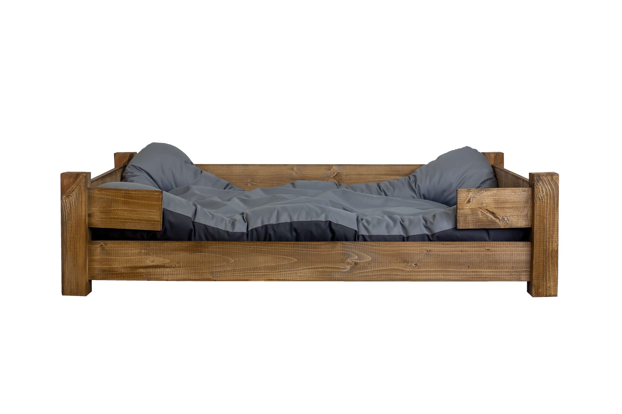 Kistenkolli Altes Land Hundekorb Winston XL aus Holz mit Kissen 100x60x25cm Hundekorb Hundekissen Schlafplatz Vintage Hundesofa (Palisander)