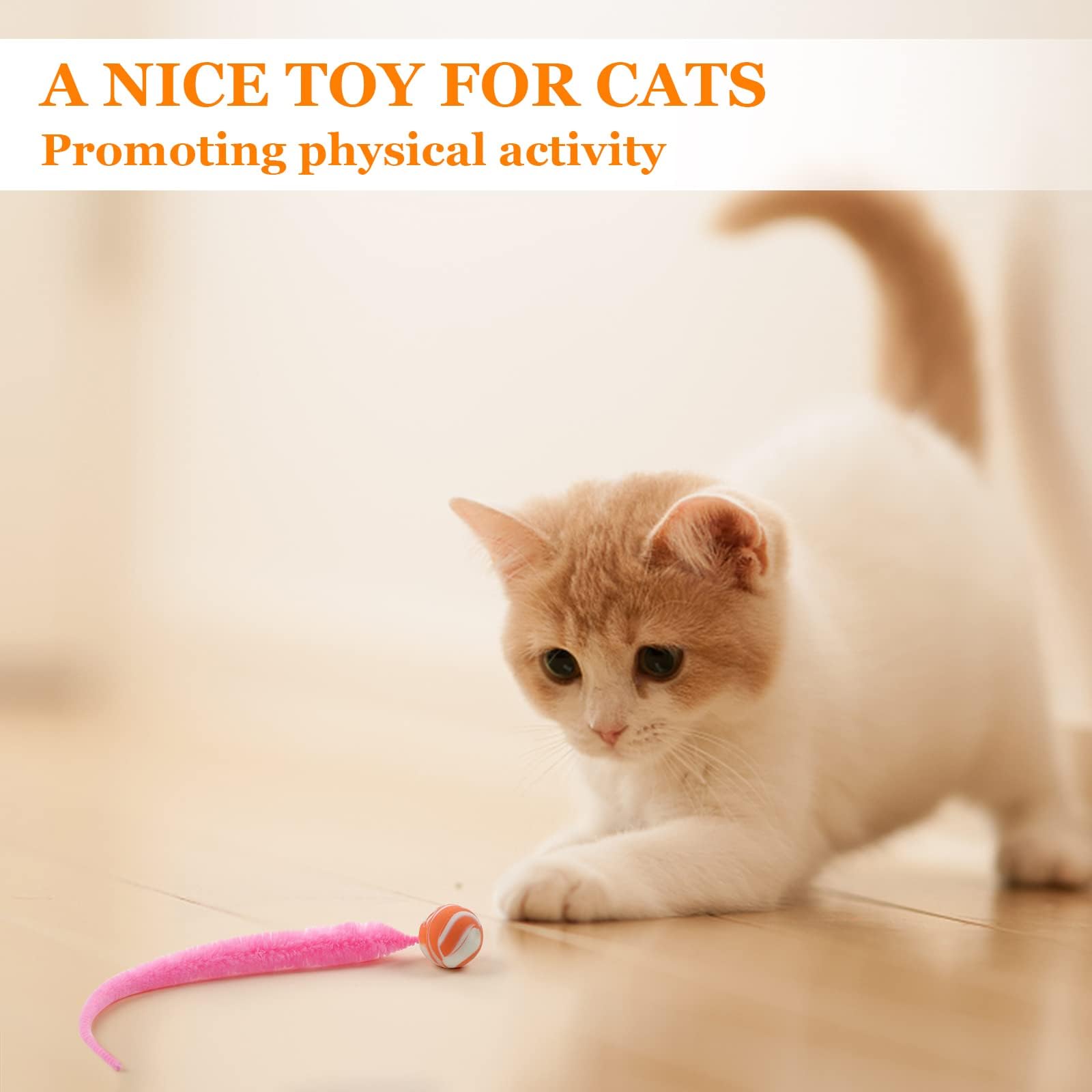 Pelota hinchable con cola para gatos, 5 paquetes de gusanos mágicos con juguete de bola grande y colorida para gatos, bolas rebotantes de gusano peludo, juguete para gatos