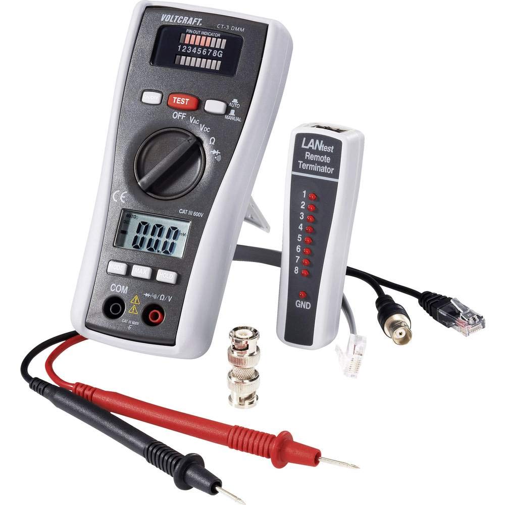 Testeur de câbles CT-3 DMM VOLTCRAFT Adapté à BNC, RJ11 et RJ45