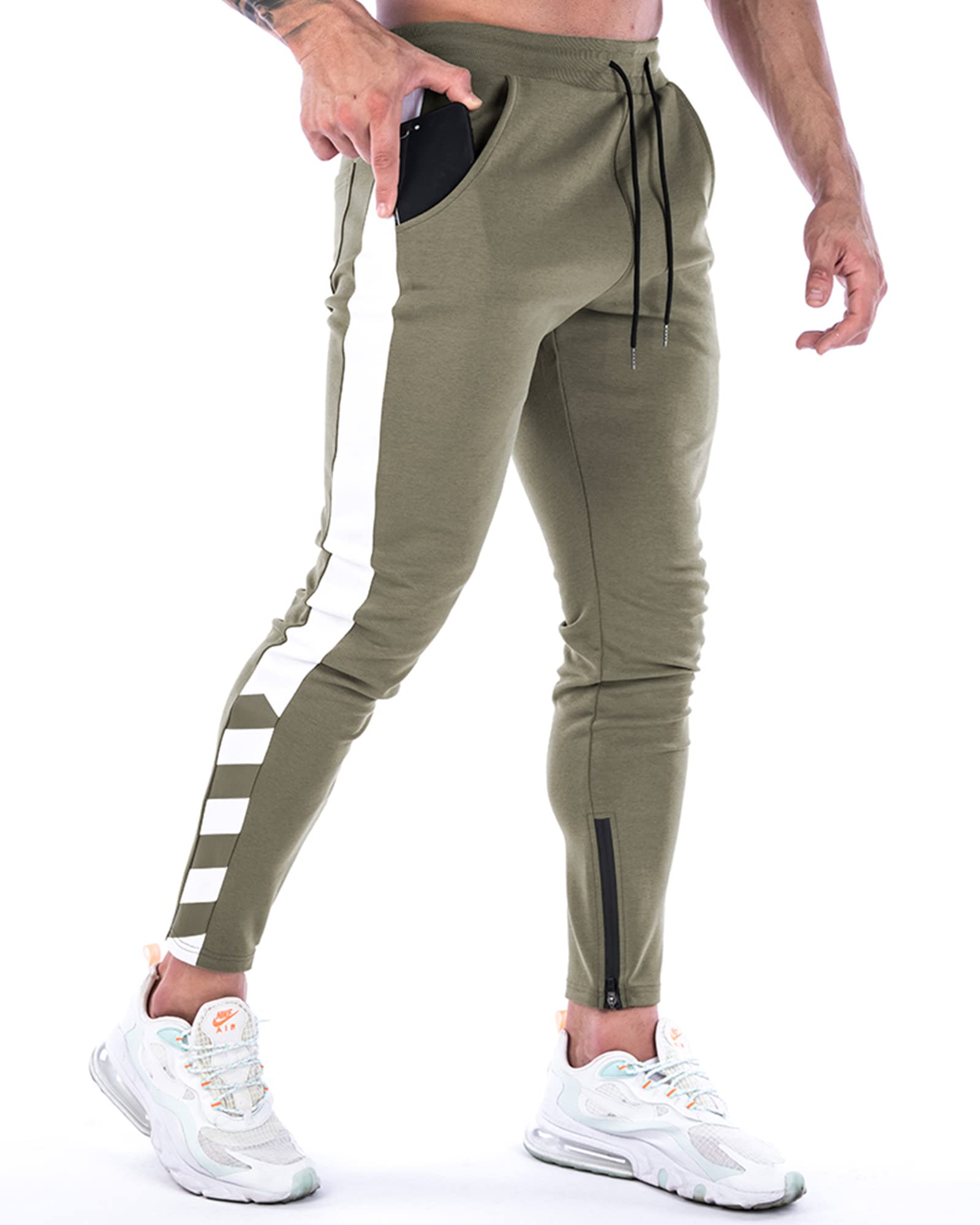 MakingDa, pantaloni da uomo slim in denim, con tasche multiple, con coulisse per lounge e jeans invecchiati, pantaloni a travi, fondo casual, sport all'aria aperta