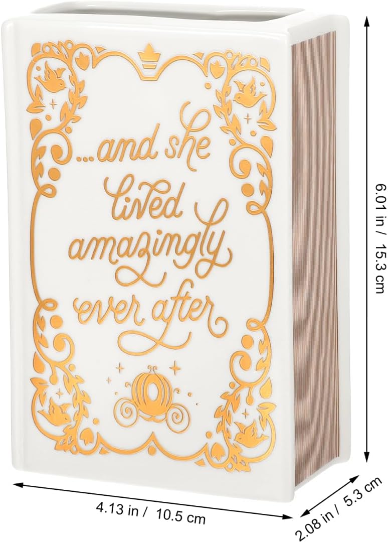 PRETYZOOM Easter Bible Book - Shaped Vase - Ceramic Book Shaped Decorative Vase for Dry Flower Arrangement, Homemade Multifunctional Home Decor, 6.02 X 4.13 X 2.08 Inches, Golden