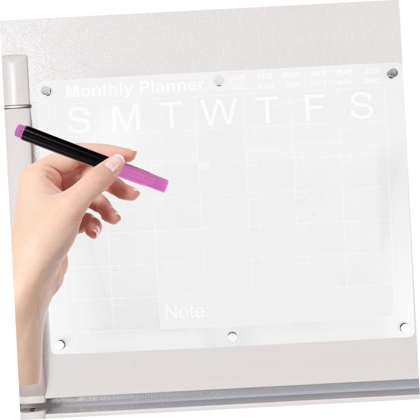 MAGICLULU Calendrier Magnétique Acrylique Pour Réfrigérateur Tableau Effaçable à Sec Calendrier Mensuel Transparent