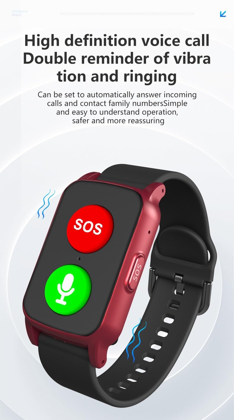 X&Z-XAOY Montre De Suivi des Chutes pour La Démence Et L'Alzheimer Montre Intelligente pour Personnes Âgées avec Détection De Chute,GPS Appel SOS Systèmes D'alerte pour Les Personnes Âgées(Black)