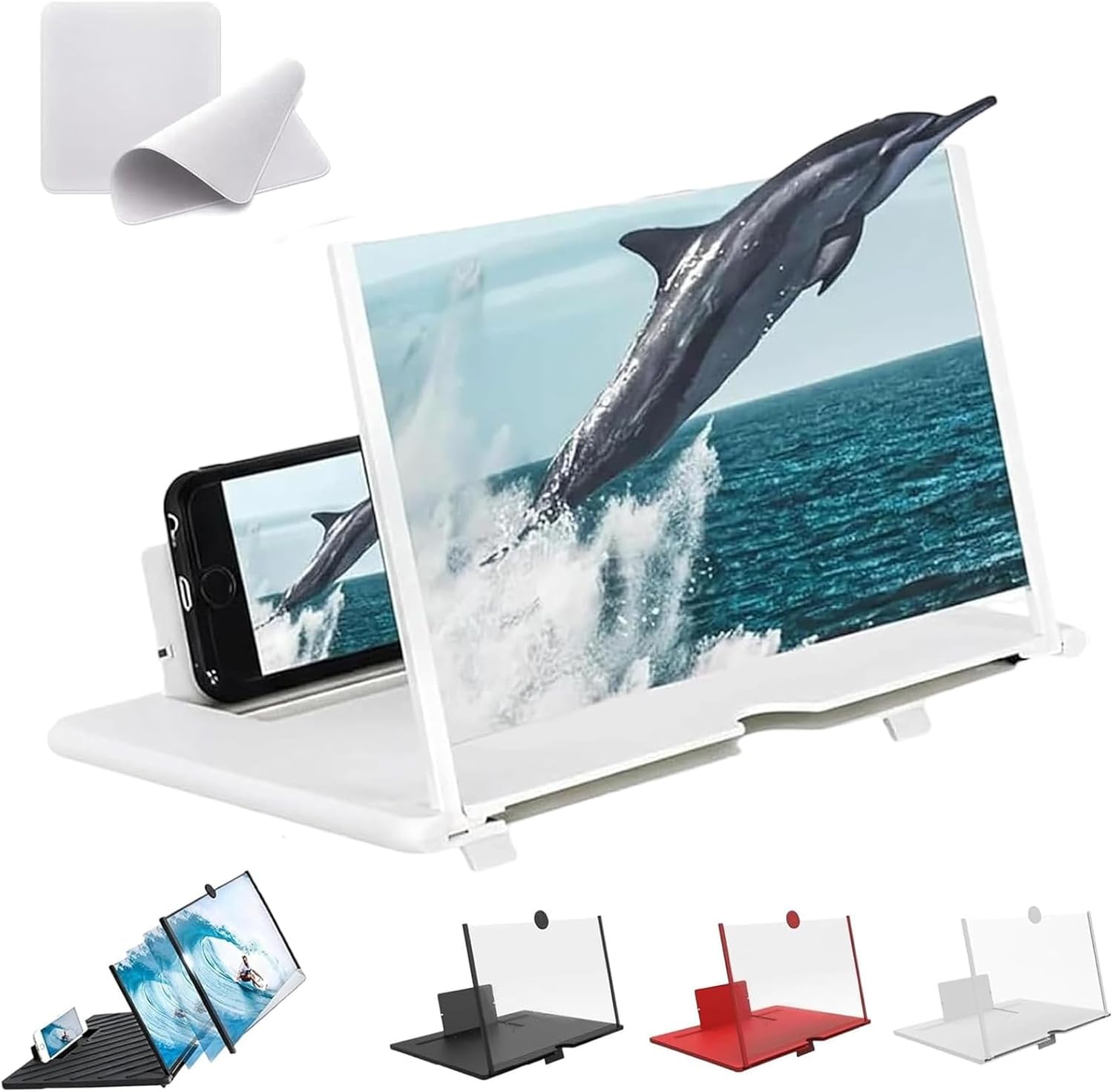 2026 New Mobile Phone Magnifier Projector Screen, 3D Ultra-HD Magnifying Projector Screen Enlarger for Cell Phone, Foldable Mobile Phones Magnifier Supports All Phones for Movies, Gaming (Black,18")