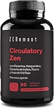 Circulatory Zen - Tired Legs - Diosmin, Hesperidin, Horse Chestnut, Rusco and Red Vine - 90 Capsules - Formula with 10 Active Ingredients - Zenement