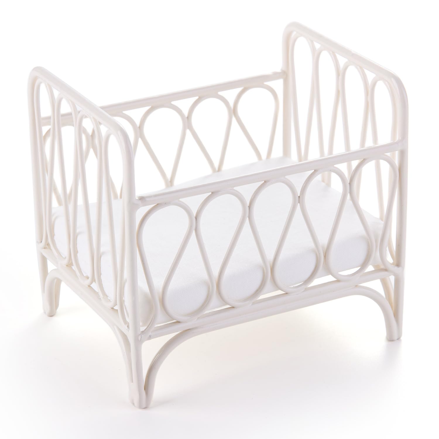 Cuna de casa de muñecas 1:12, 1 juego de cama de hierro en miniatura con ropa de cama, modelo de cuna moderna, mini, cuna, casa de muñecas, muebles, accesorios de decoración 2