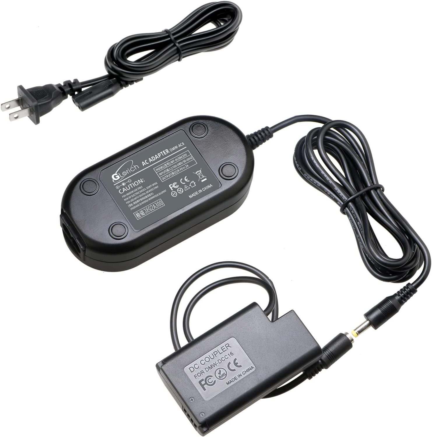 Glorich DMW-DCC16 (DMW-AC8 Plus DCC16) Replacement AC Power Adapter Kit Compatible with Digital Cameras Panasonic Lumix DC-S1RM, DC-S1R, DC-S1M, DC-S1H, DC-S1