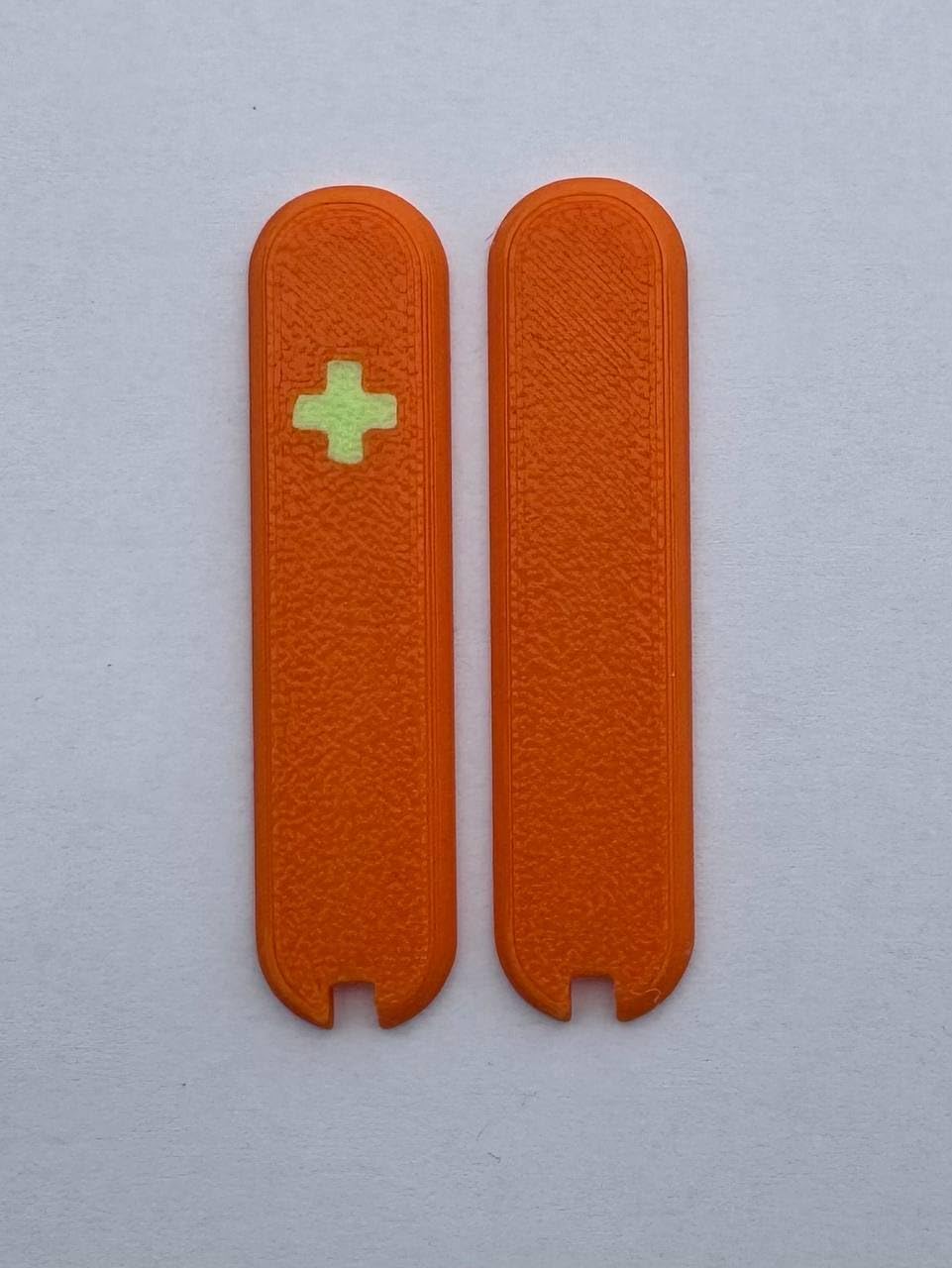 Replacement Covers For Victorinox Scales 58mm Plastic Handles With Tweezers And Toothpick Slots And Glowing Cross (Orange)