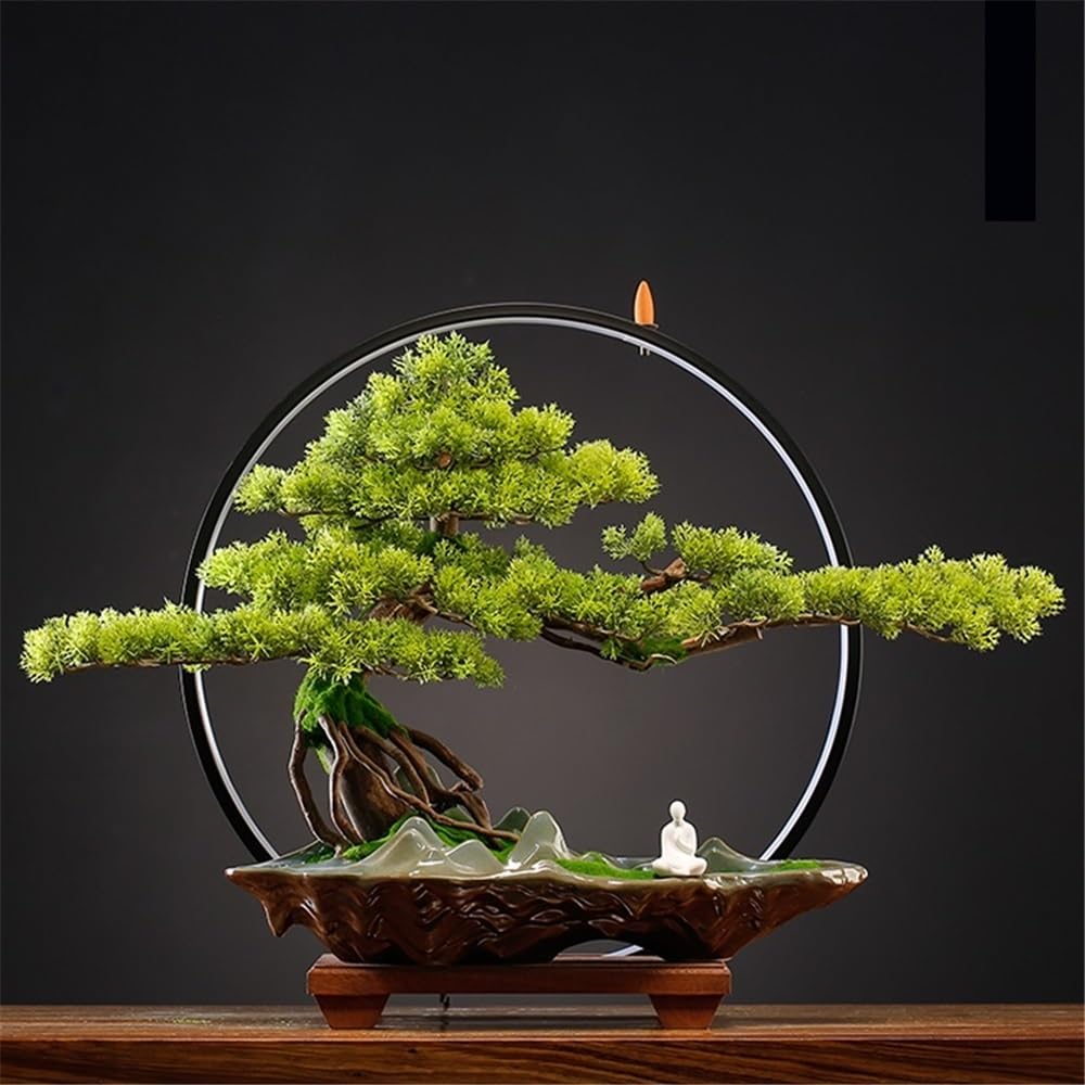 Artificielle Bonsaï Lampe Circulaire créative, Simulation de cyprès, Plantation, Paysage, décoration, Salon, Bureau, entrée, Cadeau d'ouverture Plante Artificielles