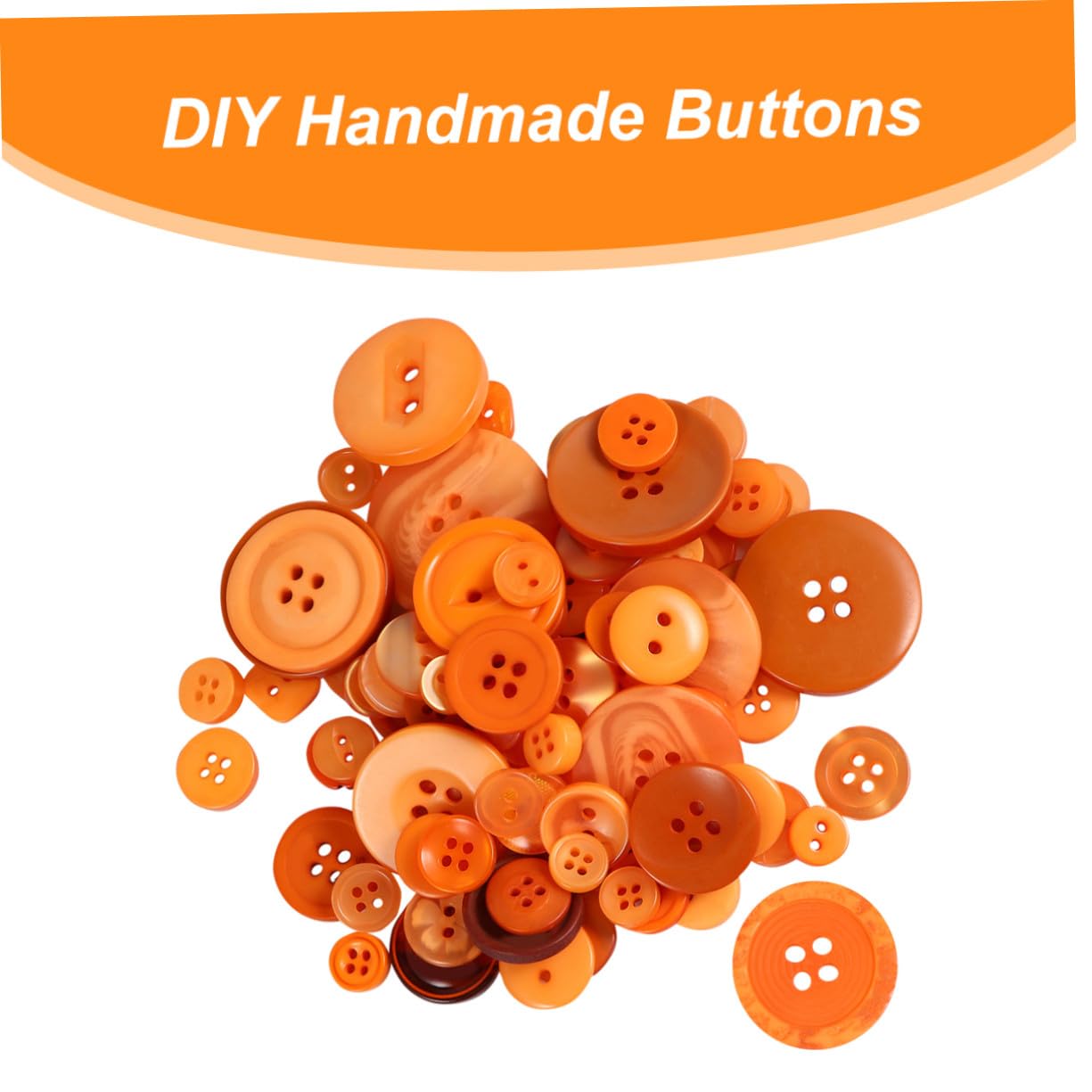 1000 Stück Farbige Harzknöpfe in Orange 7-35mm zum Annähen für Scrapbooking und Bastelprojekte 10 Beutel mit Je 100 Knöpfen aus Kunstharz