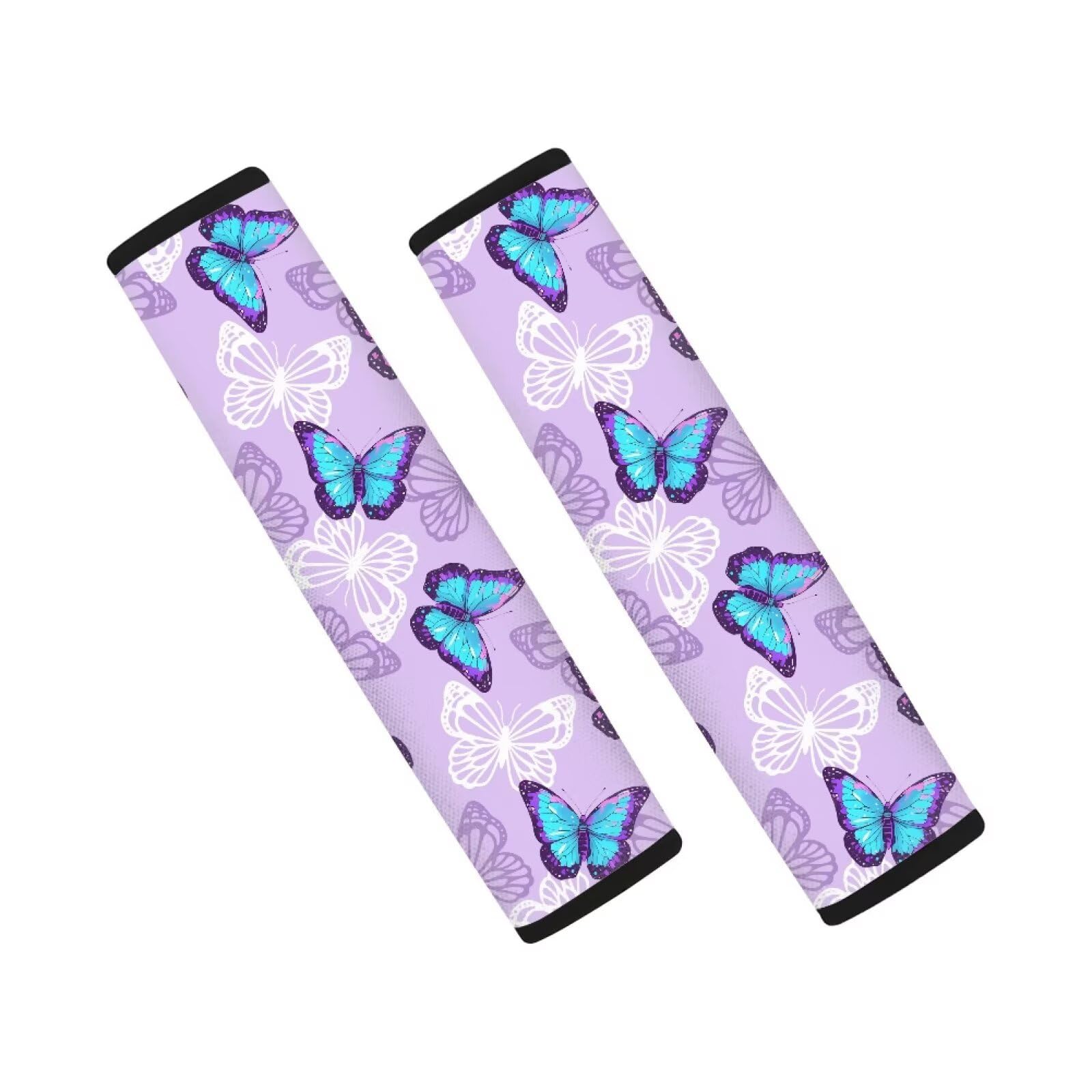 AFPANQZ Blue Butterfly Auto Seat Belt Covers for Adults Children 2 Pack Safety Seatbelt Pad Cushion Kit Car Seats Accessories Vehicle Auto Seatbelt Cushion Pads Universal Fit