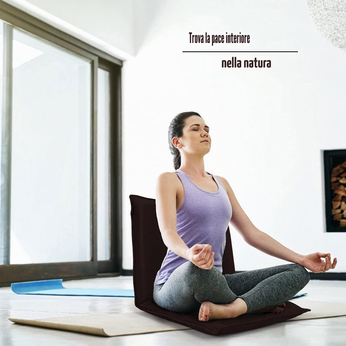 RELAX4LIFE Sedia da Terra Reclinabile, Poltroncina con Imbottitura Spessa e Schienale Regolabile in 6 Posizioni, Sedia da Pavimento Versatile per Soggiorno/Studio/Balcone (Marrone)
