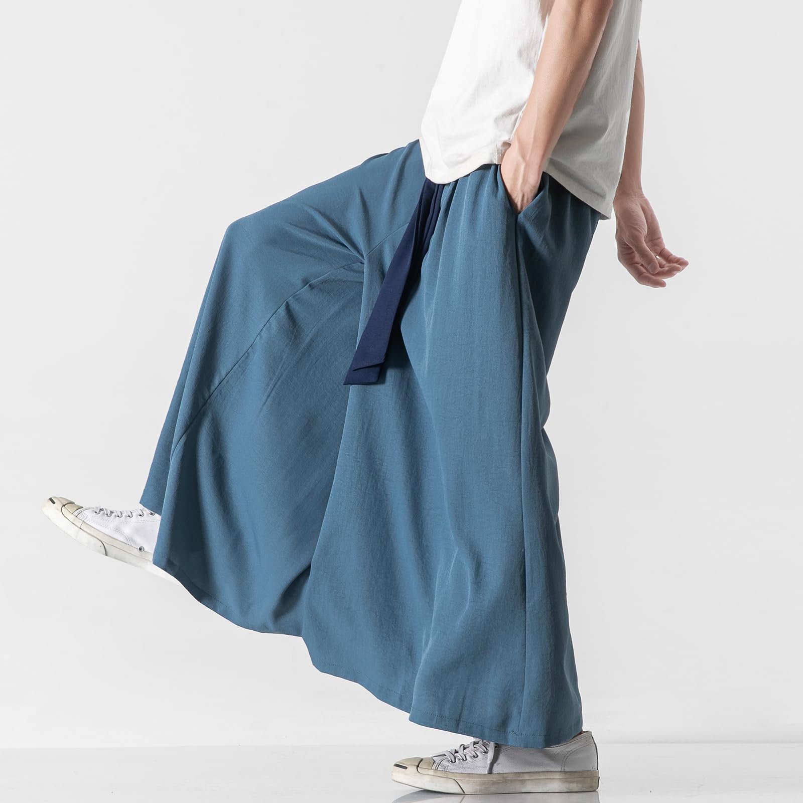 GURUNVANI Pantalones de yoga japoneses de pierna ancha para hombre, pantalones holgados de hip hop