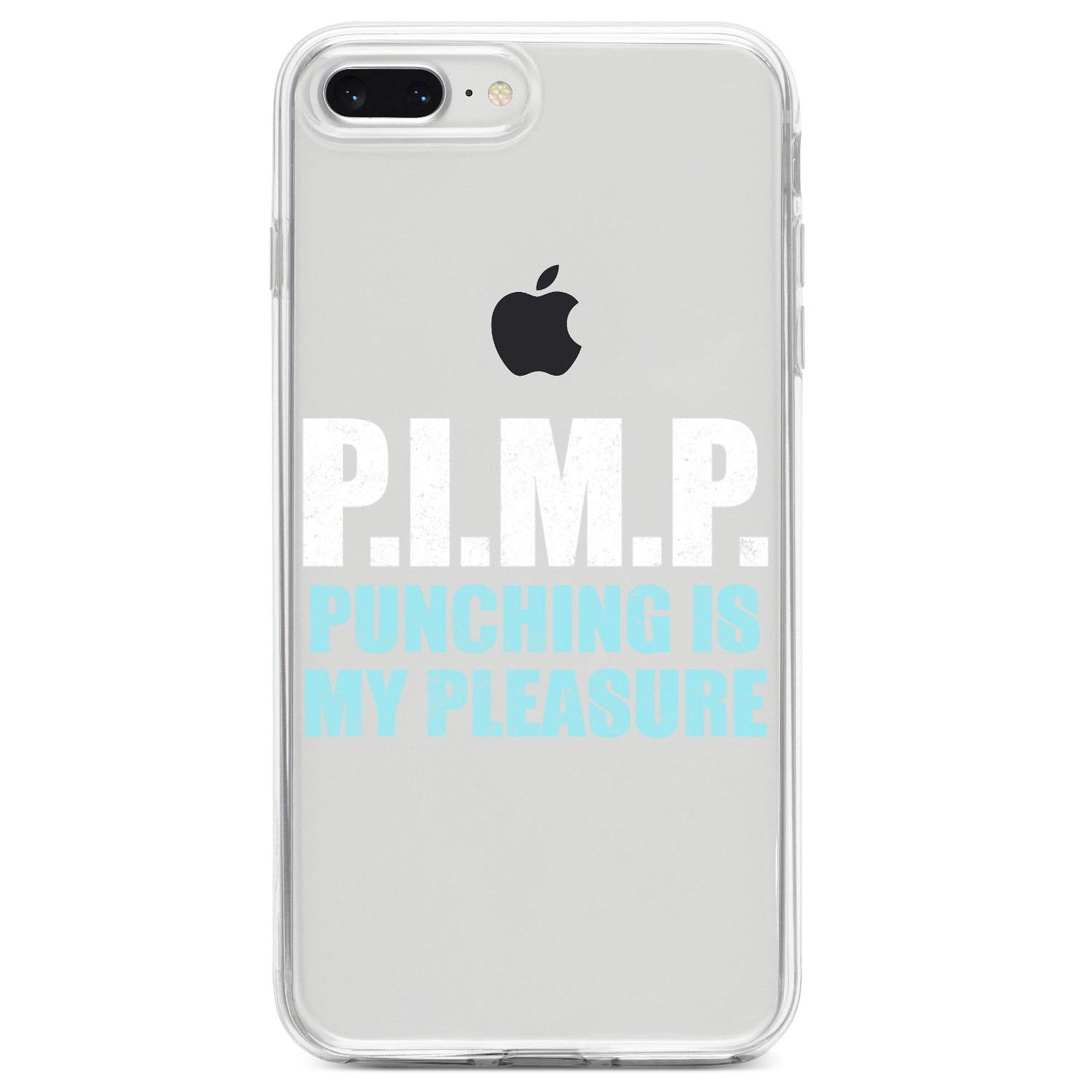 DistinctInk Clear Shockproof Hybrid Case for iPhone 7 Plus / 8 Plus (5.5" Screen) - TPU Bumper, Acrylic Back, Tempered Glass Screen Protector - Pimp - Punching is My Pleasure