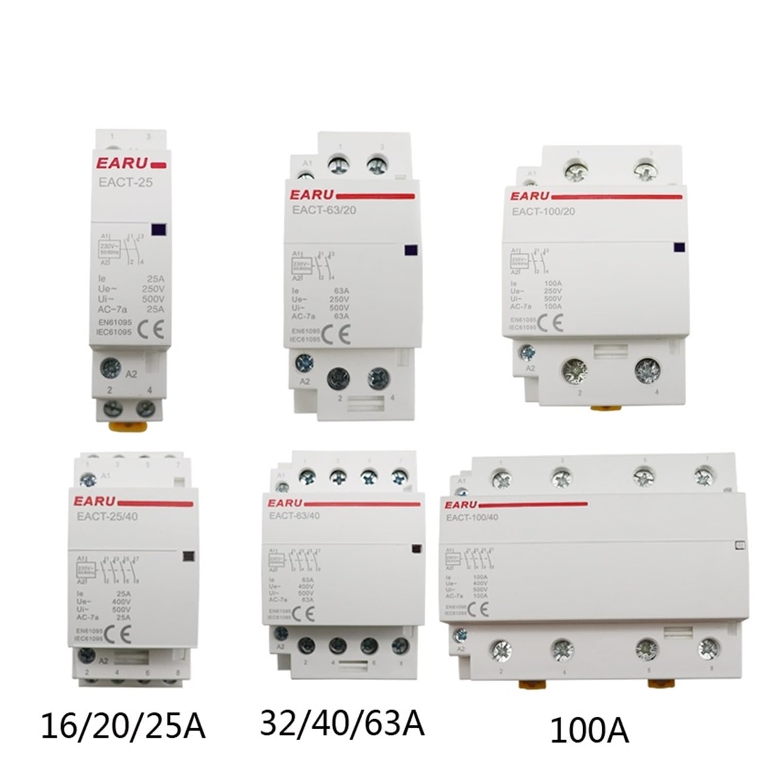 2P/4P 16-100 A AC 220 V DC 12 V/24 V 50/60 Hz Szyna DIN gospodarstwo domowe AC Modułowy stycznik Przełącznik Kontroler (2P-DC 24V, 25A_4NO)