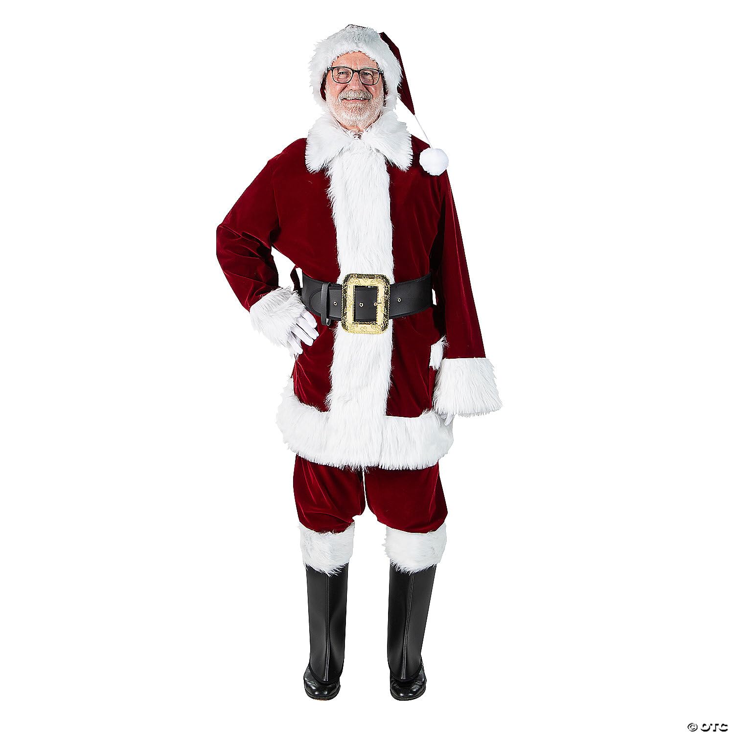X-Large Professional Velvet Santa Suit with Overalls Mens Christmas Xmas Holiday Outfit Costume Plus Size (XL- 50-56)