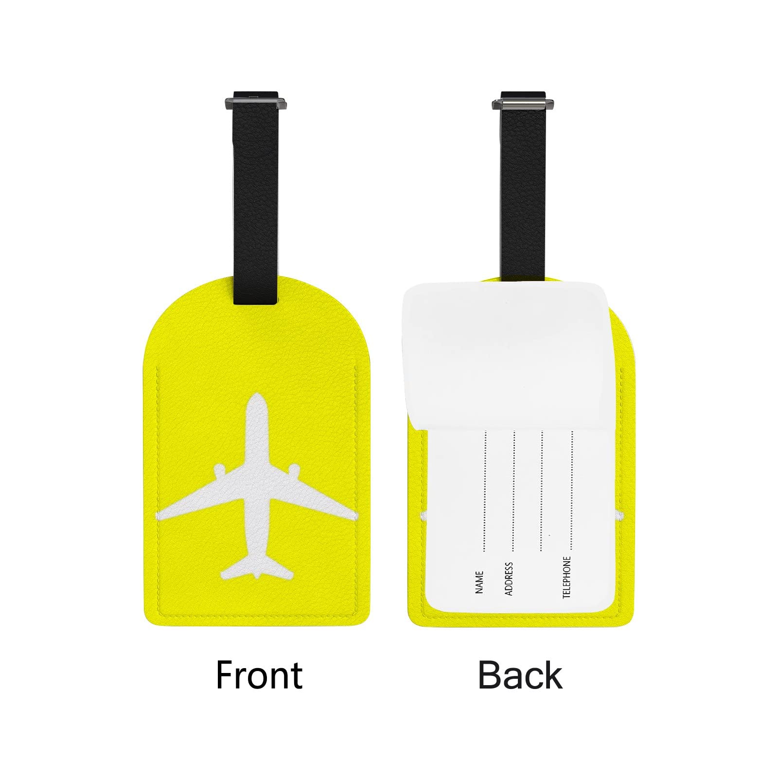 Lot De 2 Étiquettes à Bagages BAEKGAARD - Cuir - Jaune Vif - Occasion