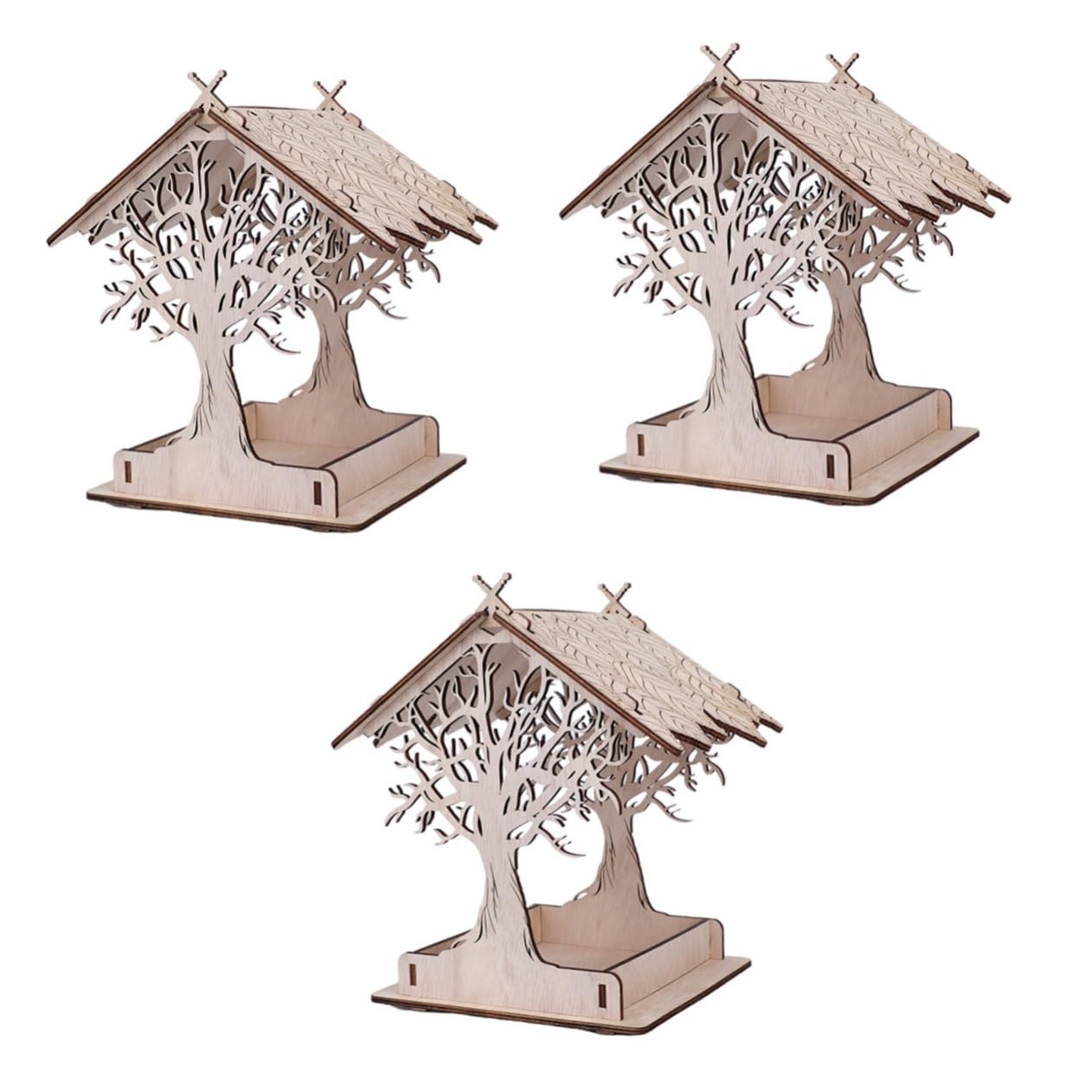 3 Piezas Comedero para pájaros al Aire Libre Pájaros de Madera Dispensador de Comida para pájaros Colgante Comedero para bebés Comedero para pájaros Colgante para Exteriores Jaulas para pájaros para
