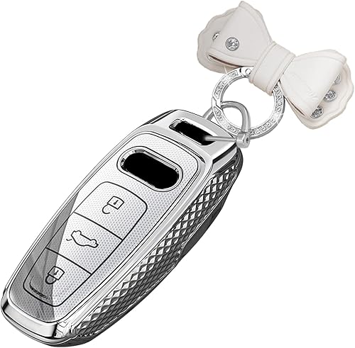 HIBEYO Funda para llave de PC para Audi A6 A8 Q7 S6 A7 S7 E-Tron RS6 RS7 Q8 SQ8 SQ7 Accesorios NCVM Diseño metálico Sensación Llavero Soporte con