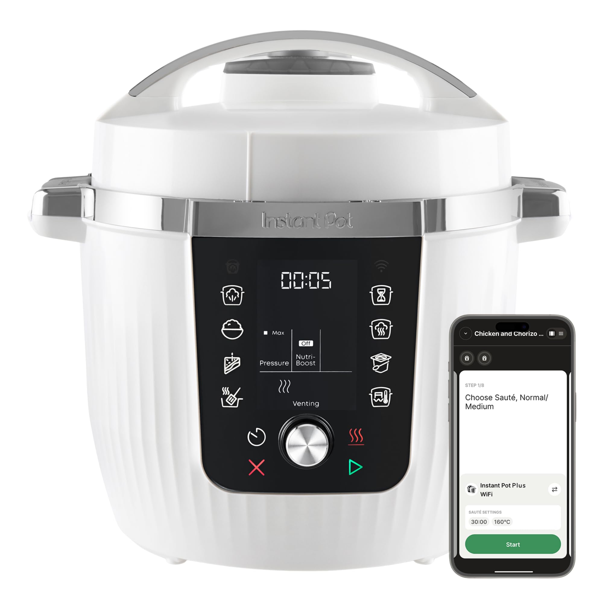 Instant Pot Pro 10-in-1 Electric Multi-Cooker 5.7L - White Pressure Cooker Slow Rice Sauté Pan Yoghurt Maker Food Warmer Steamer Sous Vide Bake NutriBoost™ Dishwasher Safe