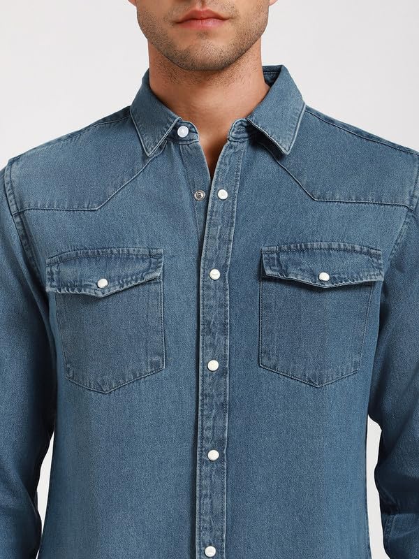 Image of Dennis Lingo Men's Rayon Blue Printed Relaxed Fit Cuban Collar Half Sleeve Casual Shirt