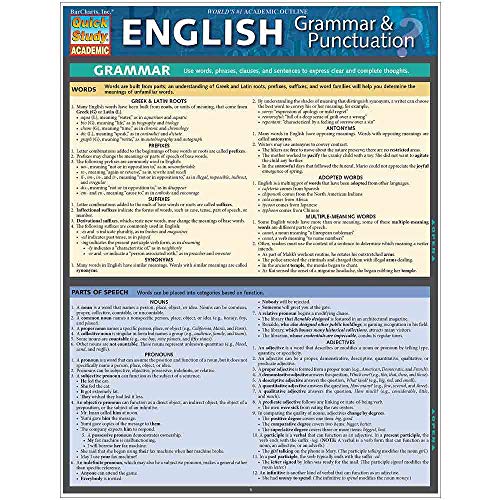 Quickstudy 9781423218654 English Grammar & Punctuation Quickstudy Laminated Reference Guide thumb #2