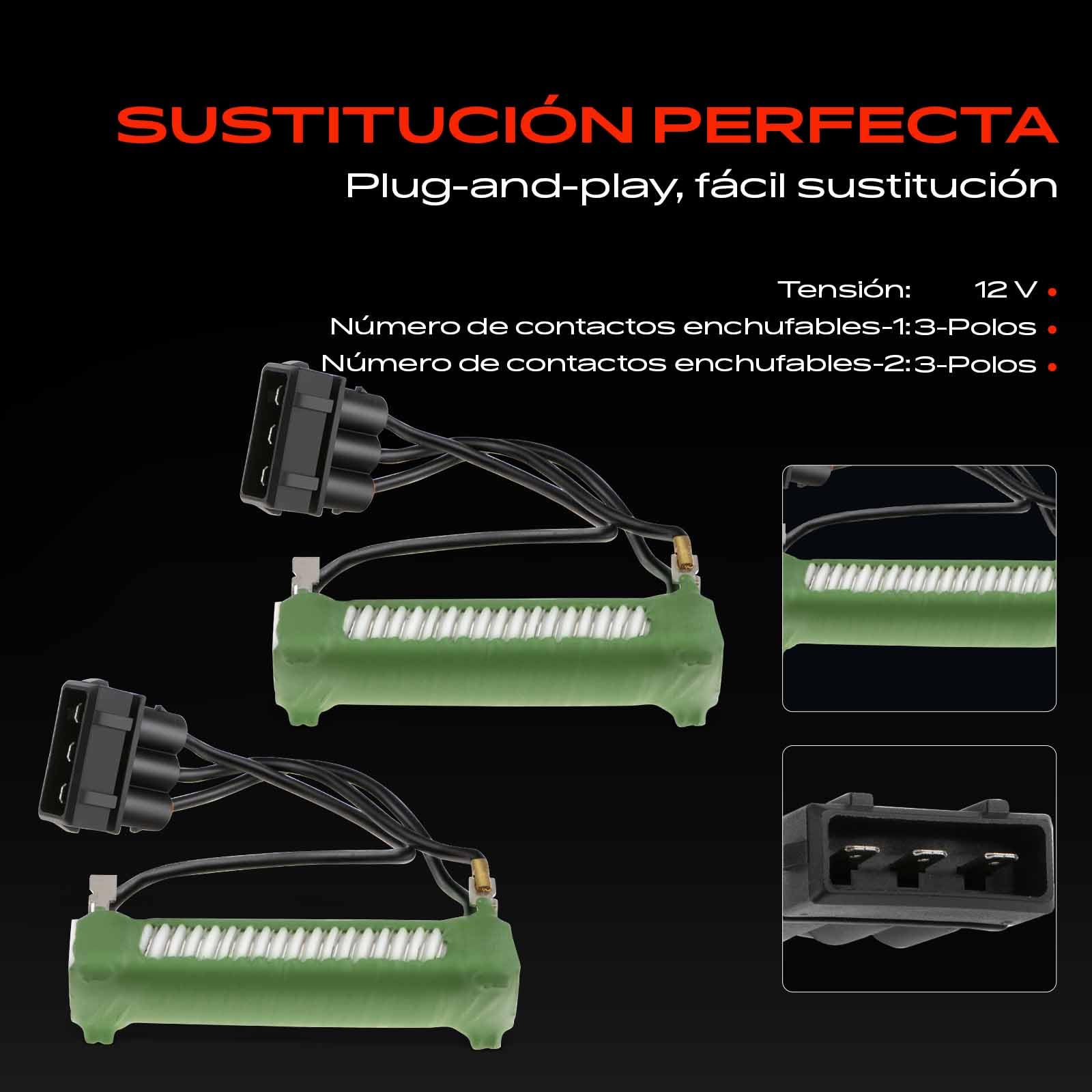 Frankberg 2x Resistencia del calentador 3 -Polos Compatible con Transporter IV Bus 70B 70C 70J 70K 7DB 7DC 7DJ 7DK S.h.a.r.a.n 7M6 7M8 7M9 A.l.h.a.m.b.r.a 7V8 7V9 701959263D