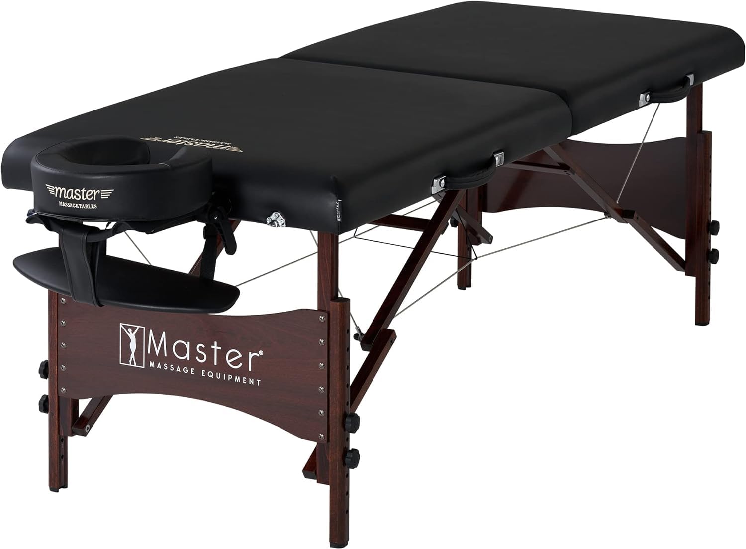 MASTER Roma 28" Height Adjustable Portable 2 Fold Massage Reiki Facial Table Bed with Free Carrying Bag, 2.5" Thick Cushion Black Color. 184 cm, Eight