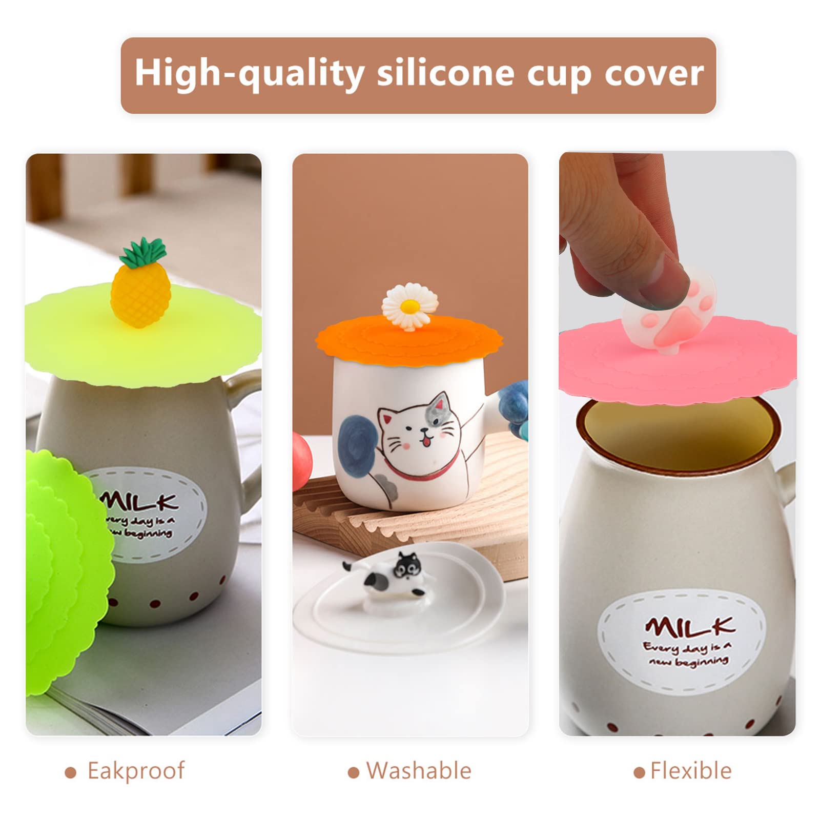 8 Coperchi In Silicone Per Tazze - Anti Polvere, Impermeabili E Lavabili In Lavastoviglie - Foto 7