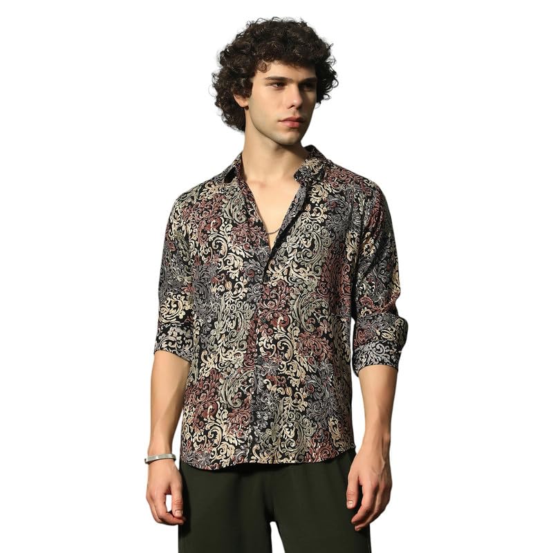 Image of CAHOOT Men's Shirt for Casual Wear | Spread Collar | Long Cuffed Sleeves | Button Closure | Shirt Crafted with Comfort Fit for Everyday Wear