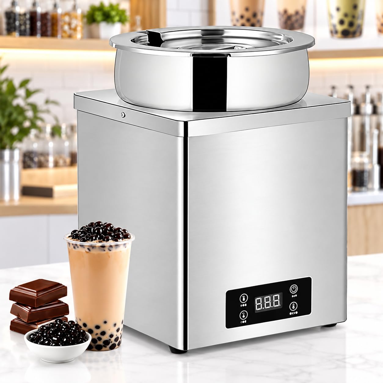 Scalda Zuppe Elettrico, Temperatura Regolabile Da 30 A 100℃, Bollitore Commerciale Con Pentola Interna Rimovibile In Acciaio Inox 304 Per Tè Al Latte/sushi E Altri Alimenti. 7l